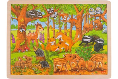 Billede af Puslespil i træ- Skovens dyr unger