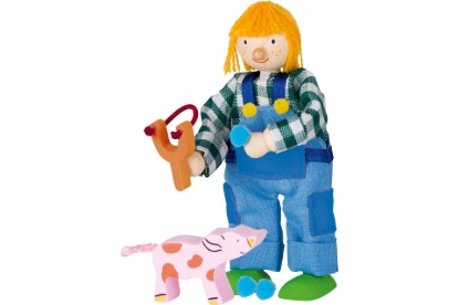 Billede af Trædukke. Dreng med slangebøsse.