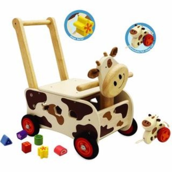 Billede af I`M TOY Gå- og skubbevogn, Ko med kalv