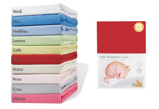 Billede af Pinolino Stræklagen til Vugge, Bedside Crib og Barnevogn (2 stk.), Jersey/Rød